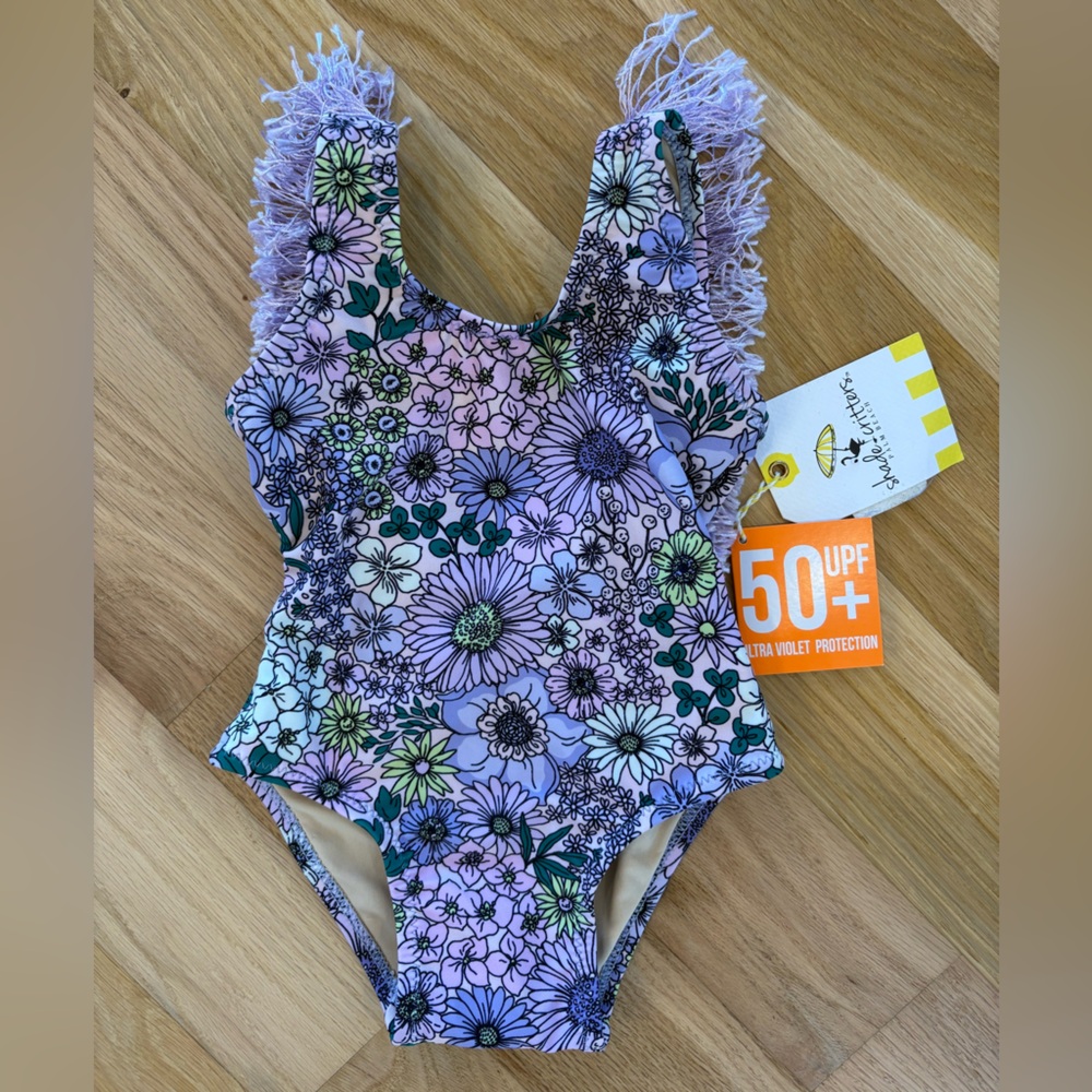 NWT Shade Critters 6-12 months purple one piece fringe swimsuit